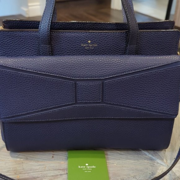 NWOT Kate Spade Chantal Bridge Place handbag blue cow leather - Picture 8 of 14